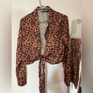 Nasty Gal animal print long sleeve top, SIZE 8